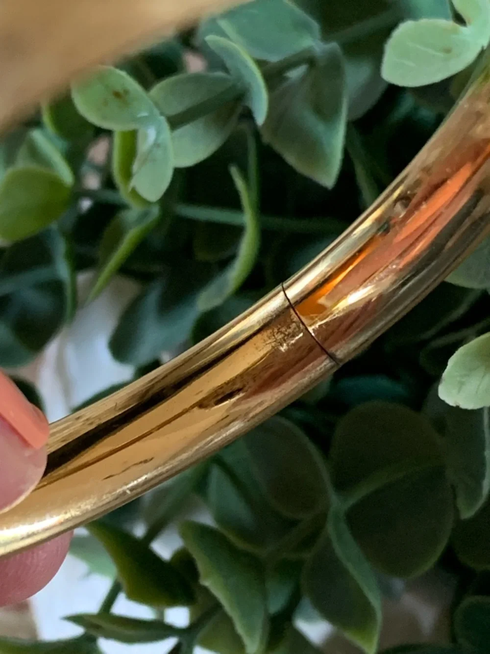 Vintage Gold Tone Floral Engraved Bracelet with Rose Accent
